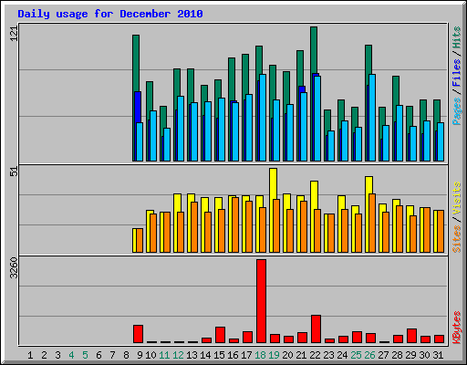 Daily usage for December 2010