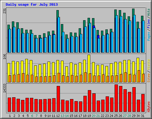 Daily usage for July 2013