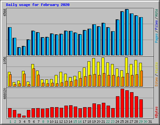 Daily usage for February 2020