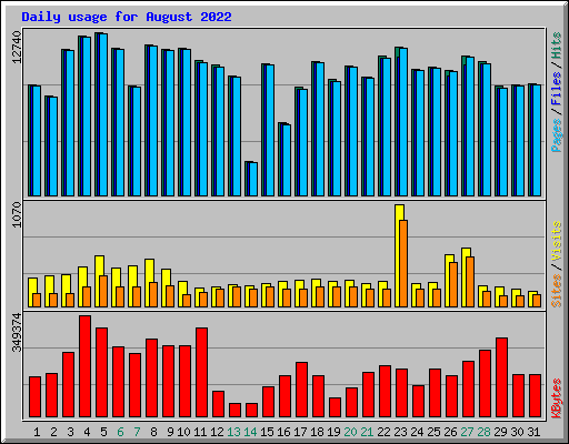 Daily usage for August 2022