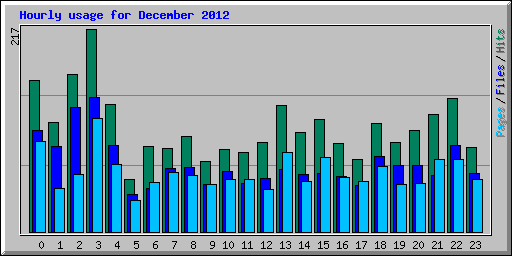 Hourly usage for December 2012